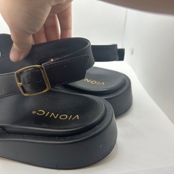 Vionic MADERA Black Leather Open Toe Slingback Ankle Strap Shoes 11 - Picture 8 of 11